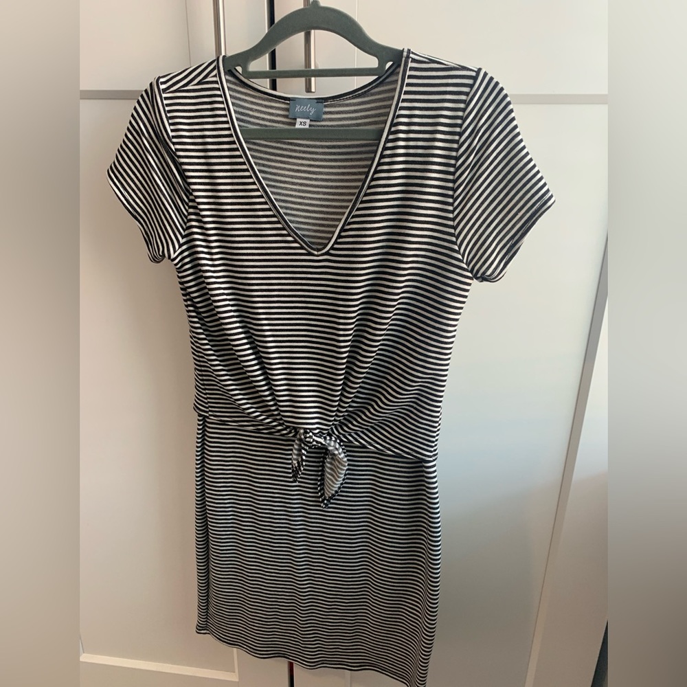 Black and white striped Neely tshirt dress